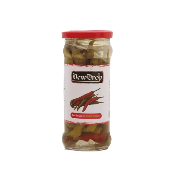 DEW DROP PICKLED RED AND GREEN CHILLI 370GM