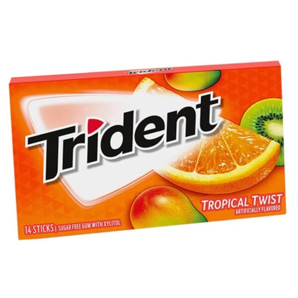 TRIDENT BUBBLE GUM TROPICAL TWIST FLAVOR 14 STICK